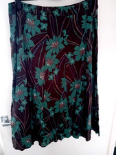 Made by Monsoon - Quality teal & brown mix Cotton skirt - lined - Size UK 18