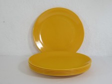 Retro Ornamin Germany Set of Six Orange Melamine Plastic 9" Large Dinner Plates