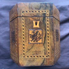Antique tunbridgeware box, c 1860 With original lachenal concertina, working