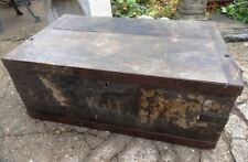 Foot Locker Storage Blanket Chest Box Antique Wood Wooden