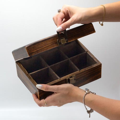 Mango carved tea box 6 - -, (6