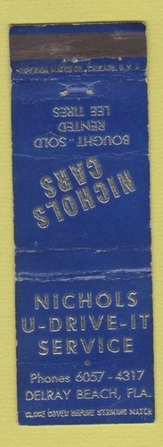 Matchbook cover nichols cars - -,