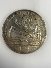 Vatican City 1933–34 Pius XI Silver 5 Lire KM#6 – St Peter Boat – F Grade