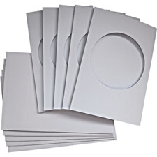 Circle Round Aperture Tri-Fold Cards A6 White Smooth Linen 5 Pack Cross Stitch