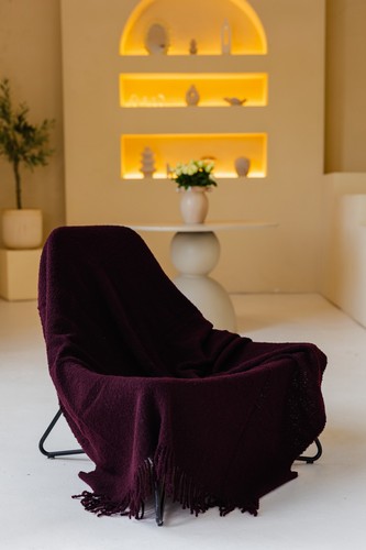 Merino wool bouclé blanket - wool,