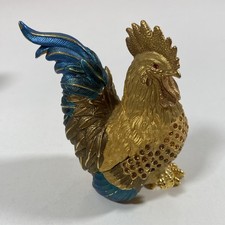 Vintage Rucinni Rooster Cockerel Trinket Box Jeweled With Swarovski Crystals