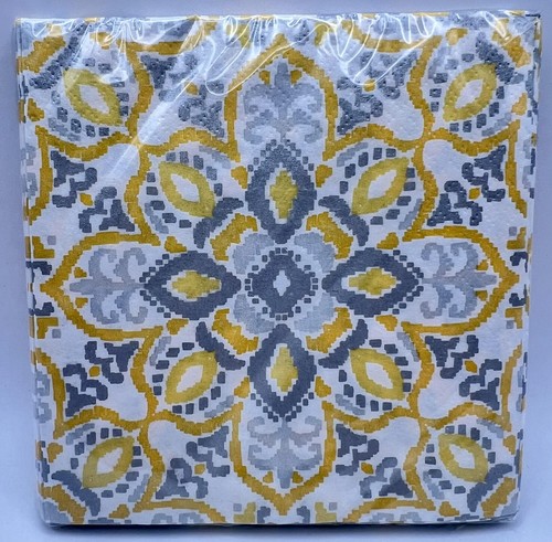Yellow tile spring floral - yellow,