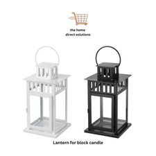 New IKEA BORRBY Lantern For Block Candle In/Outdoor Durable White & Black 28 cm