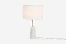 MADE Rita Table Lamp - Genuine Marble & Copper Desk LED Light Bed Side made.com