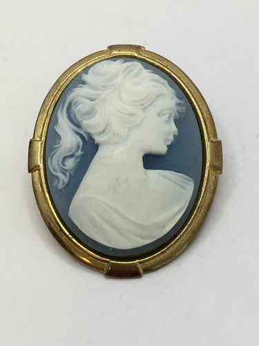 Vintage blue white cameo - vintage,