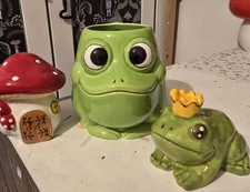 Frog Mug And Toadstool Salt And Pepper Set Ceramic Novelty