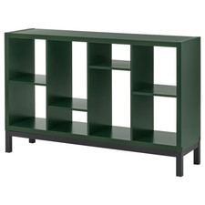 IKEA KALLAX Shelving Unit with Underframe Dark Green/Black 147x39x94 cm