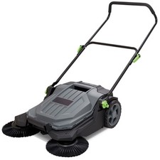 Walk-behind Hand Push Floor Sweeper 25.6" Width 5 Gallon Waste Container