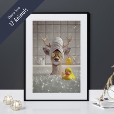 Funny Animal in Bath Print –