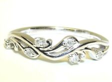 9ct gold ring 0.1ct diamond filigree eternity 9 carat white gold scroll band