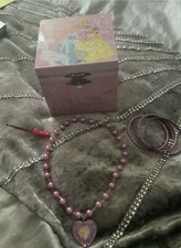 Disney Princess Jewellery Box Keepsake Tinkerbell Necklace Bangles Clip & Extras