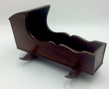 STUNNING RARE SMALL ANTIQUE DOLLS WOODEN ROCKING CRADLE 14” LONG