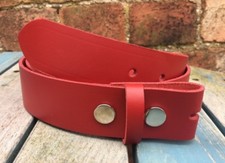 Red Leather Press Stud Snap Belt Choice of Widths Hand Made 100% Real Leather
