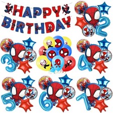 Spiderman birthday balloons decoration kids birthday party banner card foil set