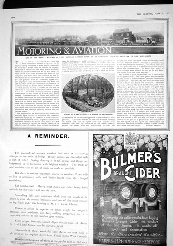 Old antique print 1915 daimler - print,