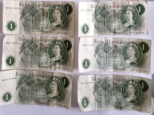 Six old 1960s - pound, £1