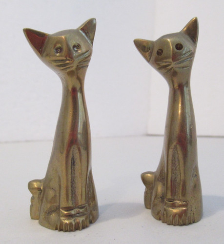 Set little brass cats - of, 2