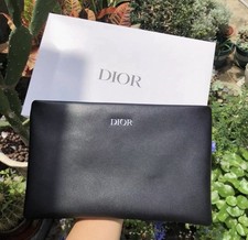 Dior faux leather Pouch Makeup Bag Cosmetic Pouch Case Black