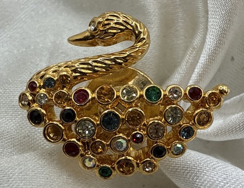 Swarovski swan lapel pin - swan,