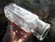 Large Square Vintage Clear Glass Pickle Jar Flower Vase 1940s Home Retro Pattern