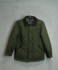 Polo Ralph Lauren Jacket Girls Medium 10-12 Green Quilted Outdoor Walking Coat