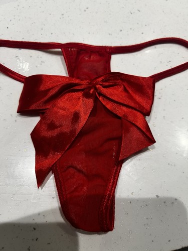 Red thong big bow - red,
