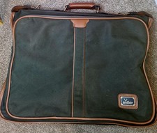 Vintage Antler Green Canvas Leather Trim Suit Carrier Garment Bag Travel Case