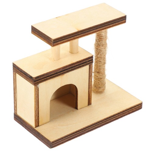 Doll house wooden cat - house, tree
