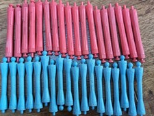 36 Perm Curlers/Rods/Rollers NO BANDS (18 of each Blue & Red) Preowned