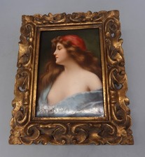 Stunning Hutschenreuther German Hand Painted KPM Style Framed Porcelain Plaque