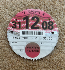 Vintage Tax Disc 2008