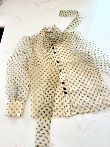 Zara white black polka - white/black, dot