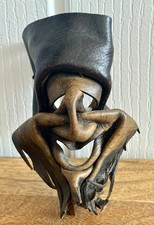 Vintage Hand Made Crafted Leather Face Mask Wall Decoration Comedy Tragedy 5”
