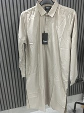Gul Ahmed Mens Regular Fit Beige Kurta Kameez Size L / Large Pakistani Eid Wear