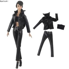 Black Leather Clothes Set For