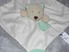 Mothercare teddy comforter soft toy cream bear blankie green soother