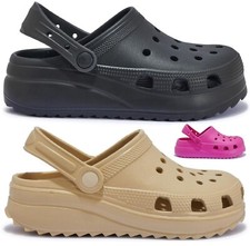 WOMENS LADIES CLOGS SUMMER PLATFORM WEDGE POOL SLIDERS BEACH HOILDAY SANDALS SZ