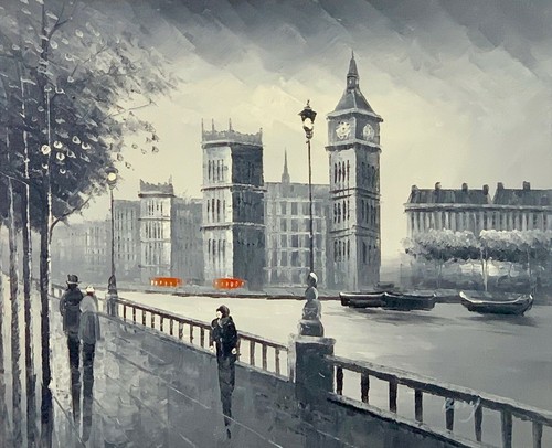 London southbank view - view, oil