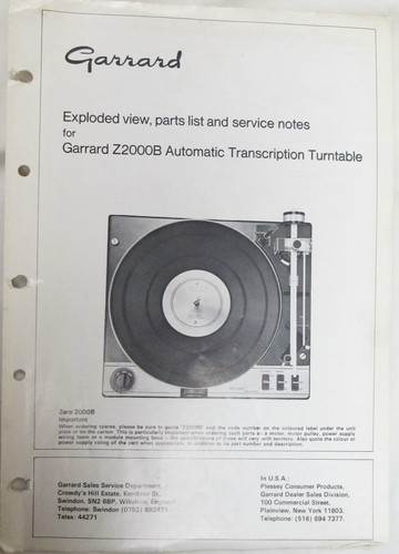 Exploded view parts list - list, &