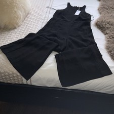 Next Smart Black Jumpsuit Size 12 piping detail BNWT