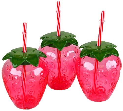 Plastic strawberry drinking - strawberry,