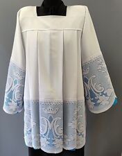 Marian Surplice  With Blue Linen Cotta Kapelle  Vestment  Messgewand