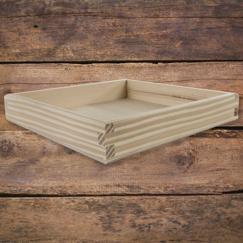 Square shallow pine tray box - pine,