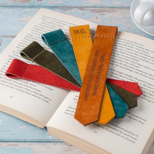 Personalised leather bookmark - personalised,