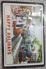 Happy Holidays Train Advertising Plaque Tin Sign.  British Rail.  Railwayana -bc